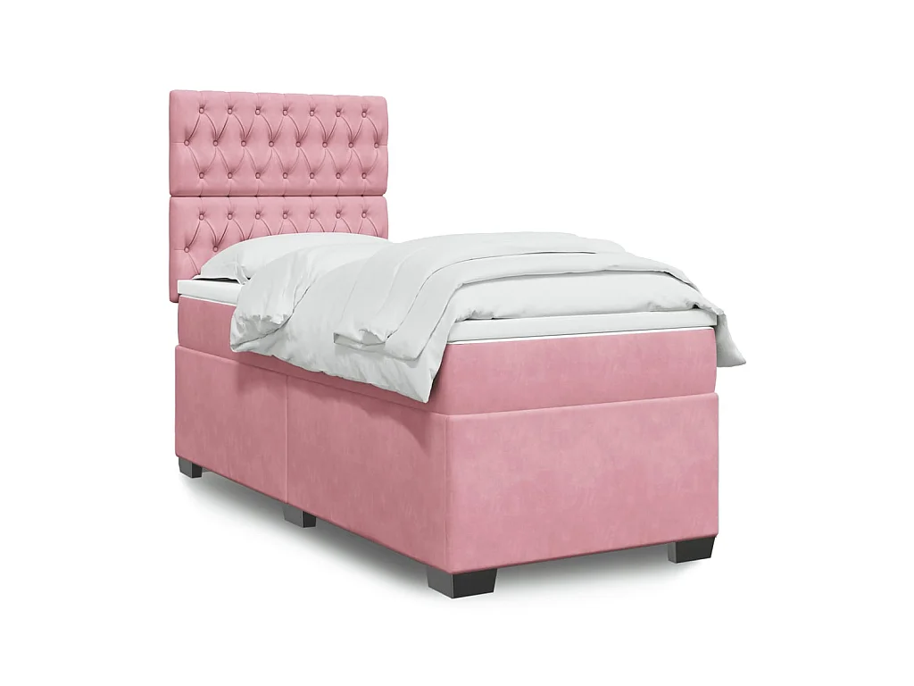 Cama com molas/colchão 100x200 cm veludo rosa
