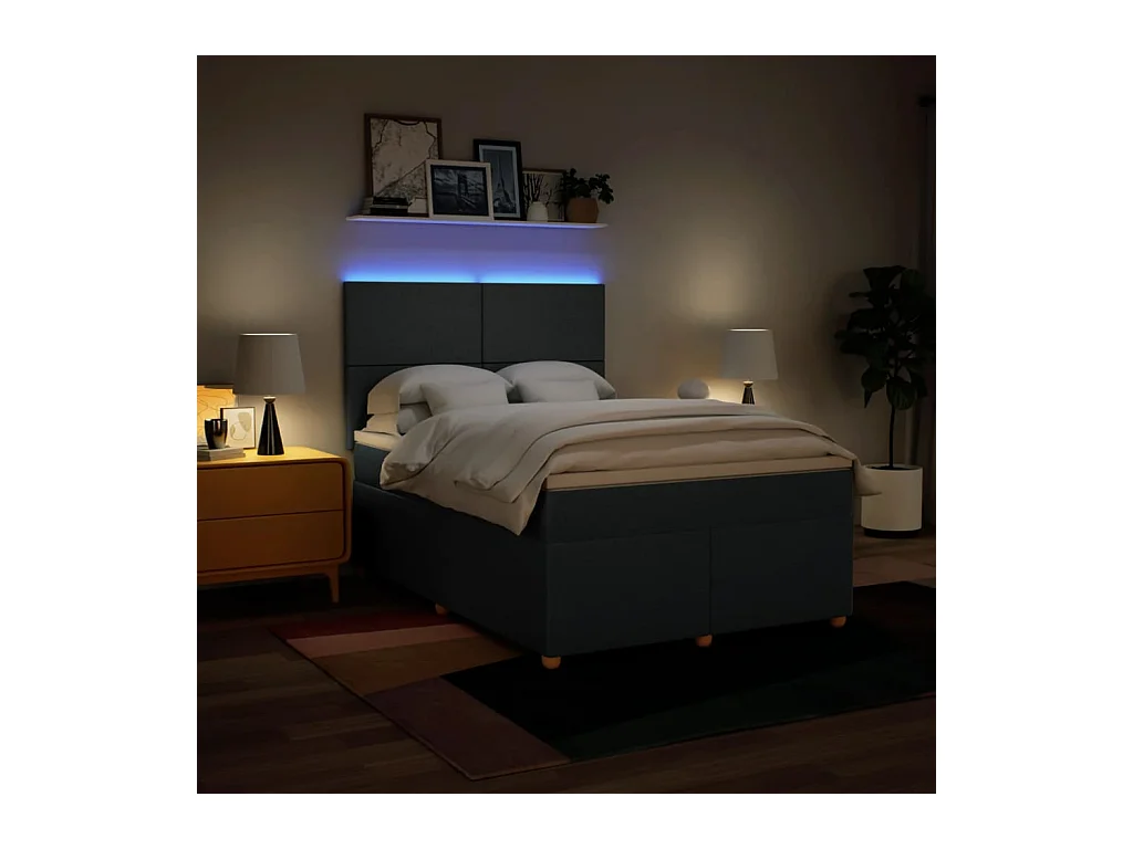 Giroletto a Molle con Materasso Blu 160x200 cm in Tessuto