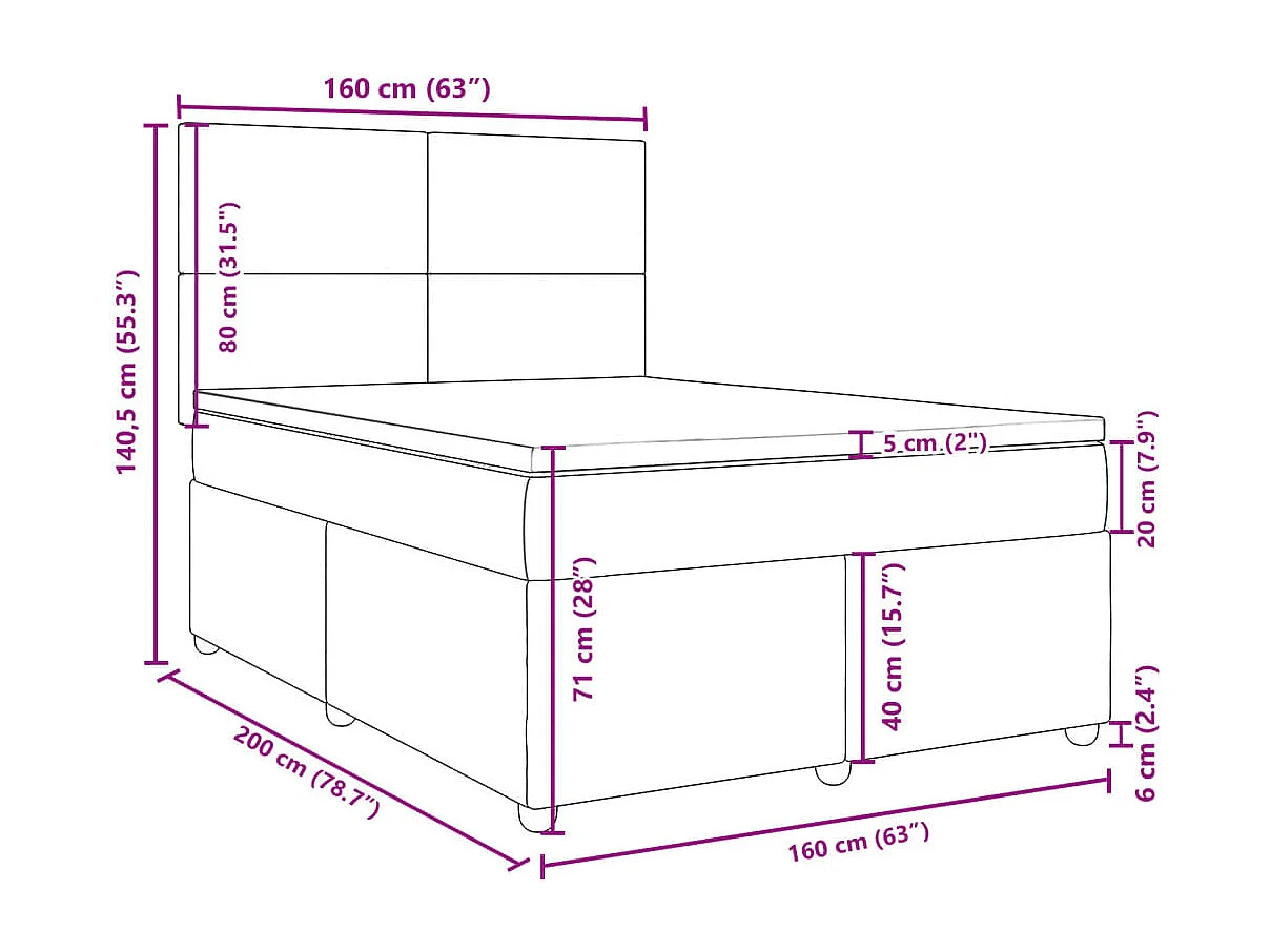 Boxspring met matras stof blauw 160x200 cm