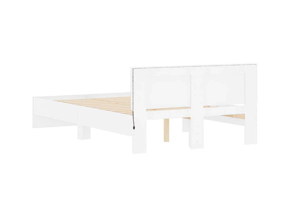Cadre de lit avec tête de lit et LED blanc 140x190 cm