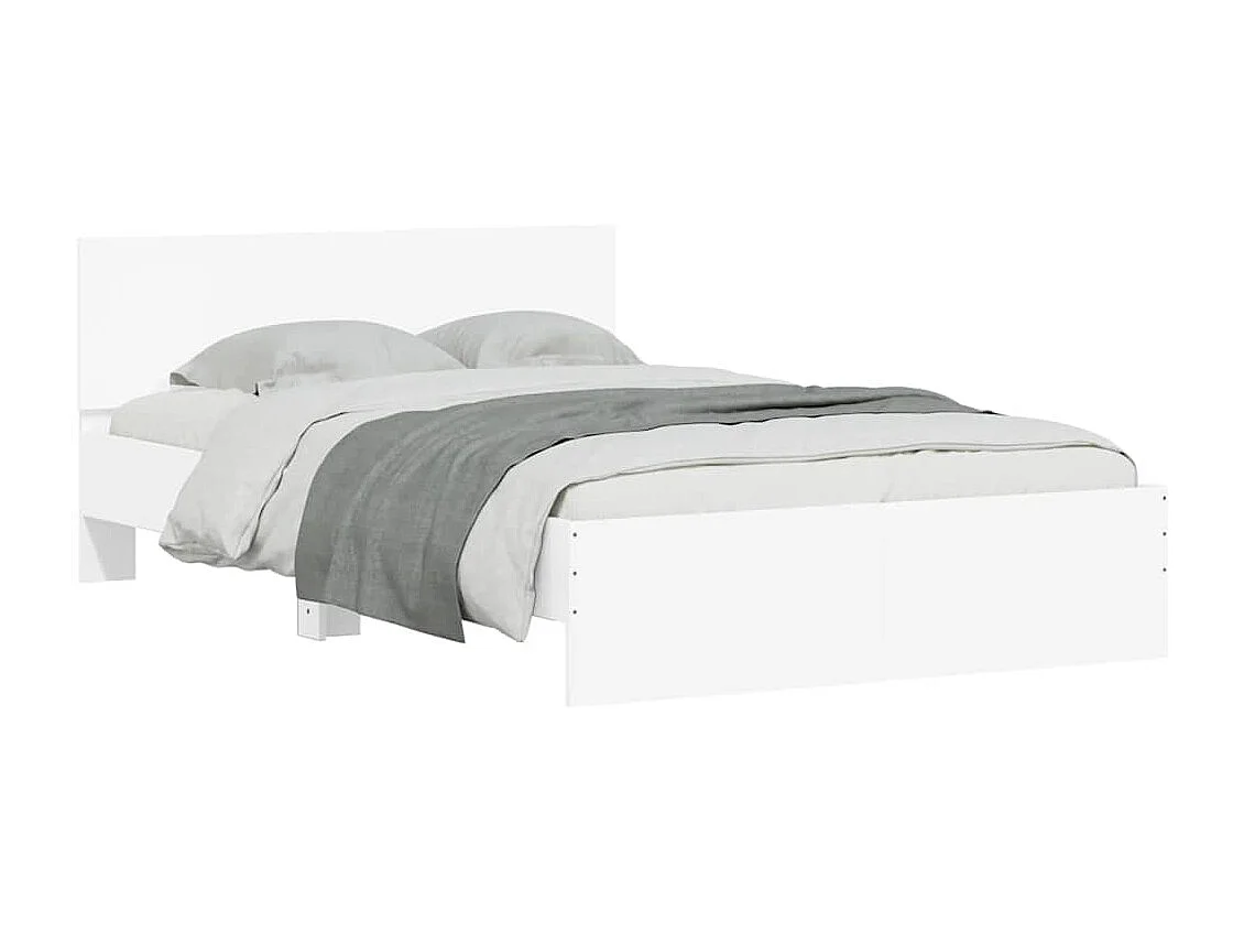 Bettgestell mit Kopfteil LED-Beleuchtung Weiß 140x190 cm