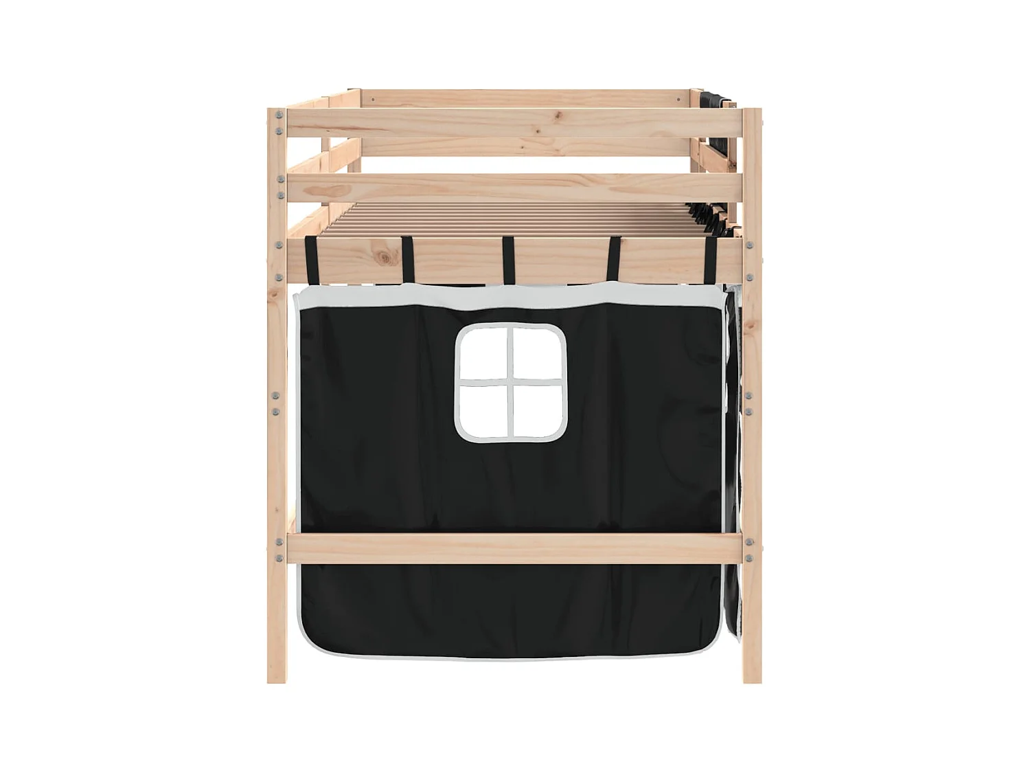 Lit mezzanine enfants avec rideaux sans matelas 90x190 cm