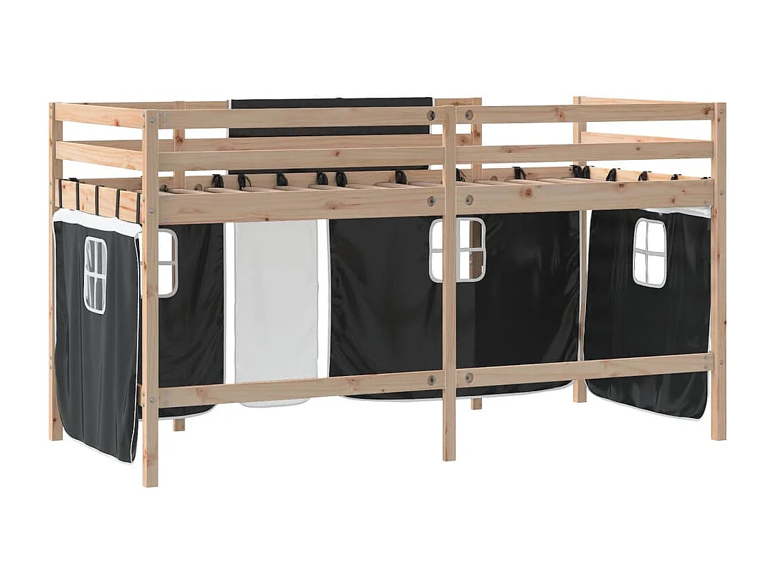 Lit mezzanine enfants avec rideaux sans matelas 90x190 cm