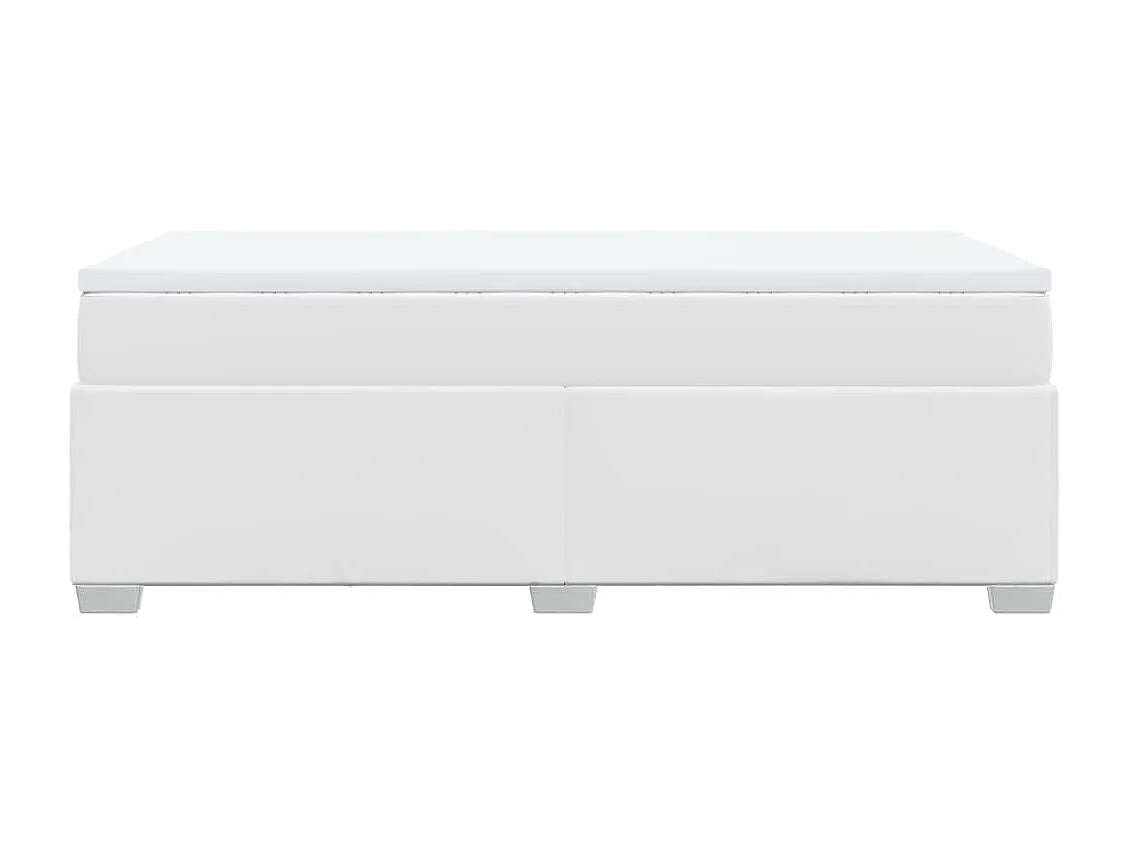 Boxspringbett mit Matratze Weiß 90x190 cm Kunstleder