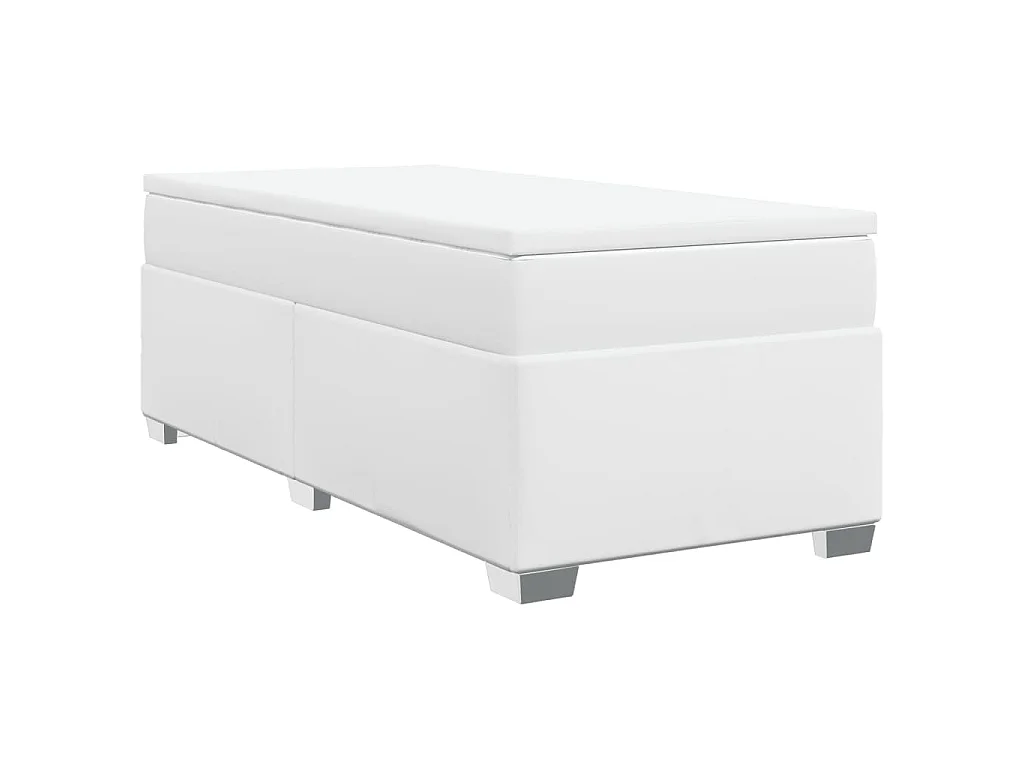 Boxspringbett mit Matratze Weiß 90x190 cm Kunstleder