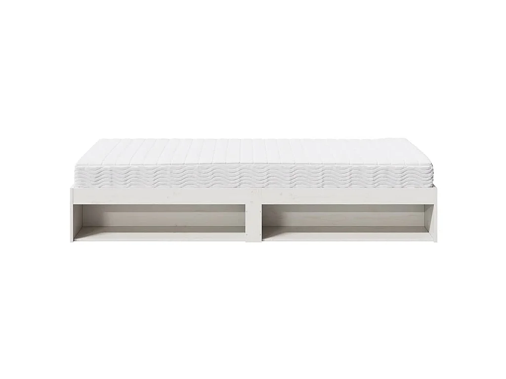 Lit de jour avec matelas blanc 90x190 cm bois de pin massif