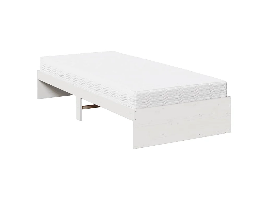 Lit de jour avec matelas blanc 90x190 cm bois de pin massif