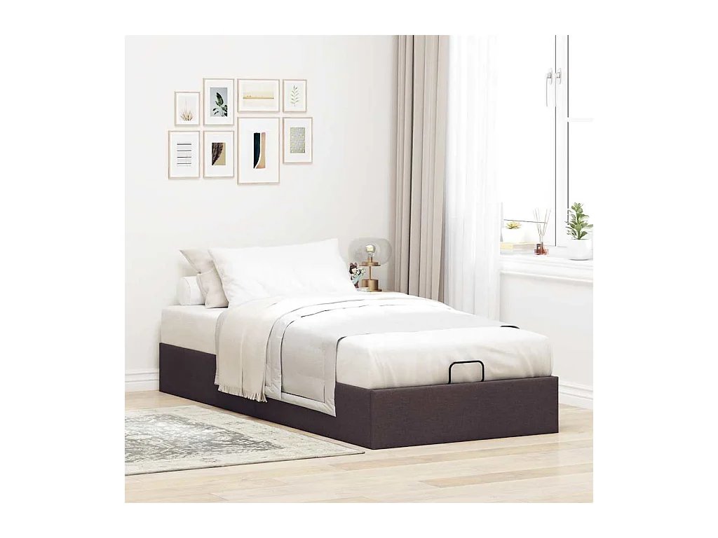 Bedframe zonder matras 90x190 cm stof donkerbruin