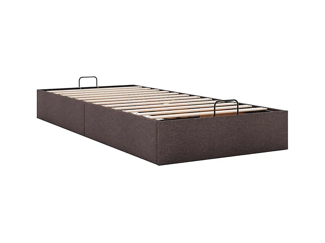 Cadre de lit ottoman sans matelas marron foncé 90x190 cm tissu