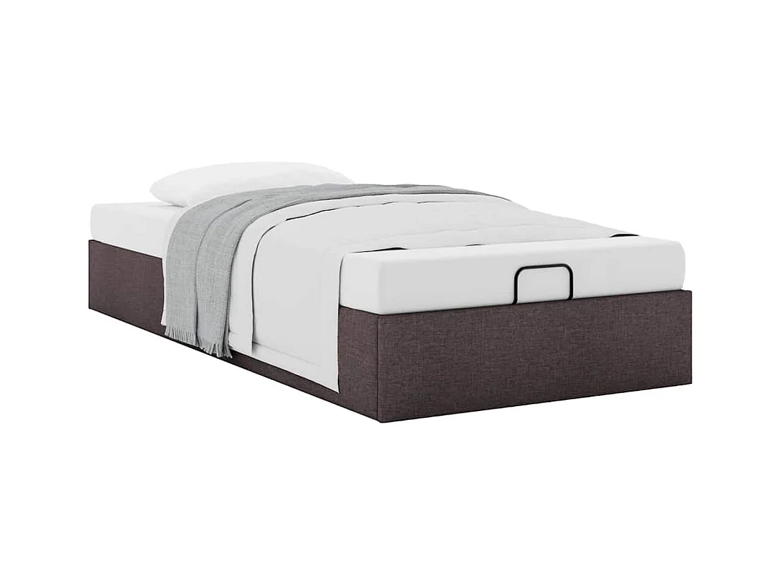 Cadre de lit ottoman sans matelas marron foncé 90x190 cm tissu