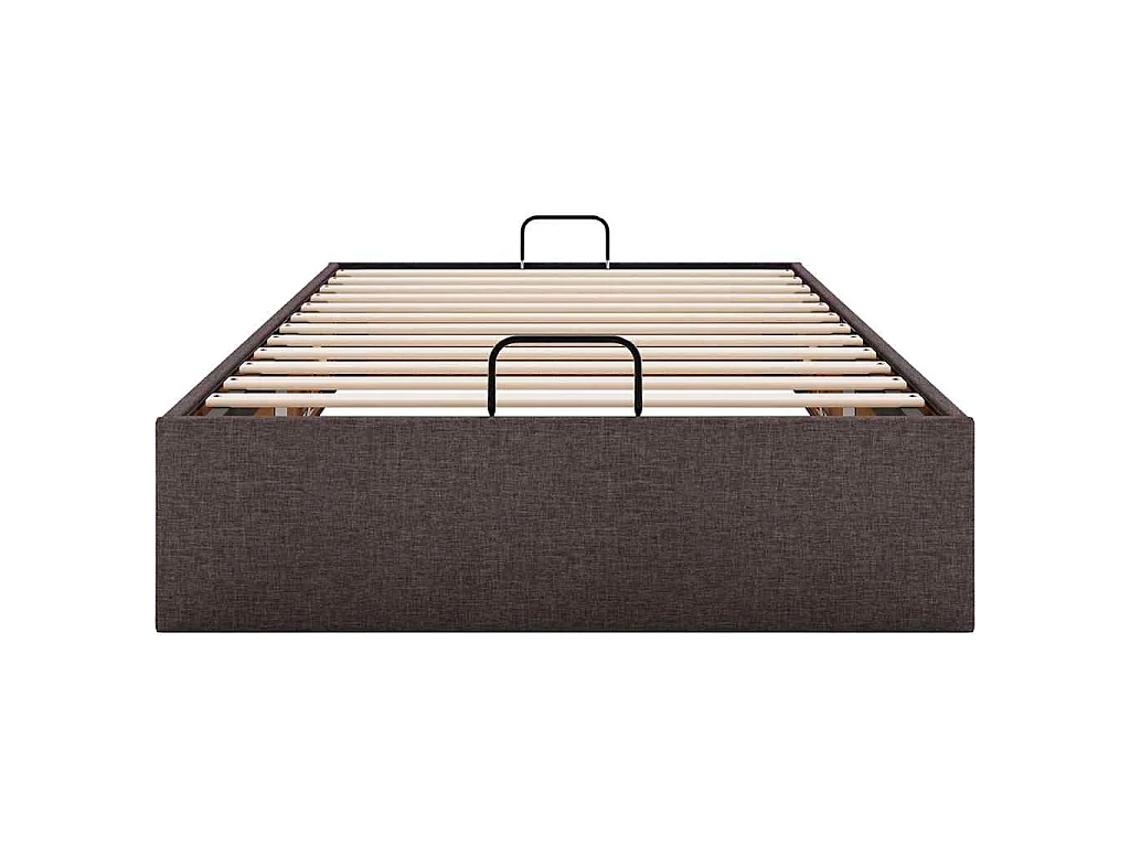 Cadre de lit ottoman sans matelas marron foncé 90x190 cm tissu