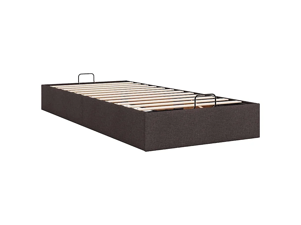 Cadre de lit ottoman sans matelas marron foncé 90x190 cm tissu