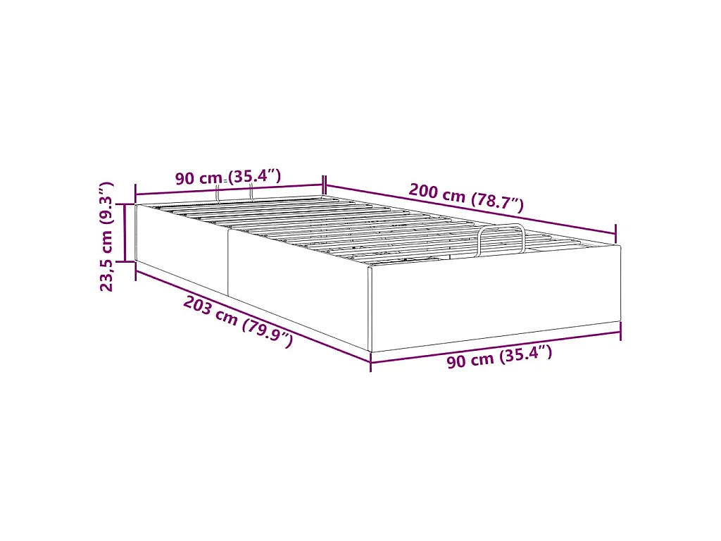 Struttura Letto Pouf senza Materasso 90x200 cm Similpelle