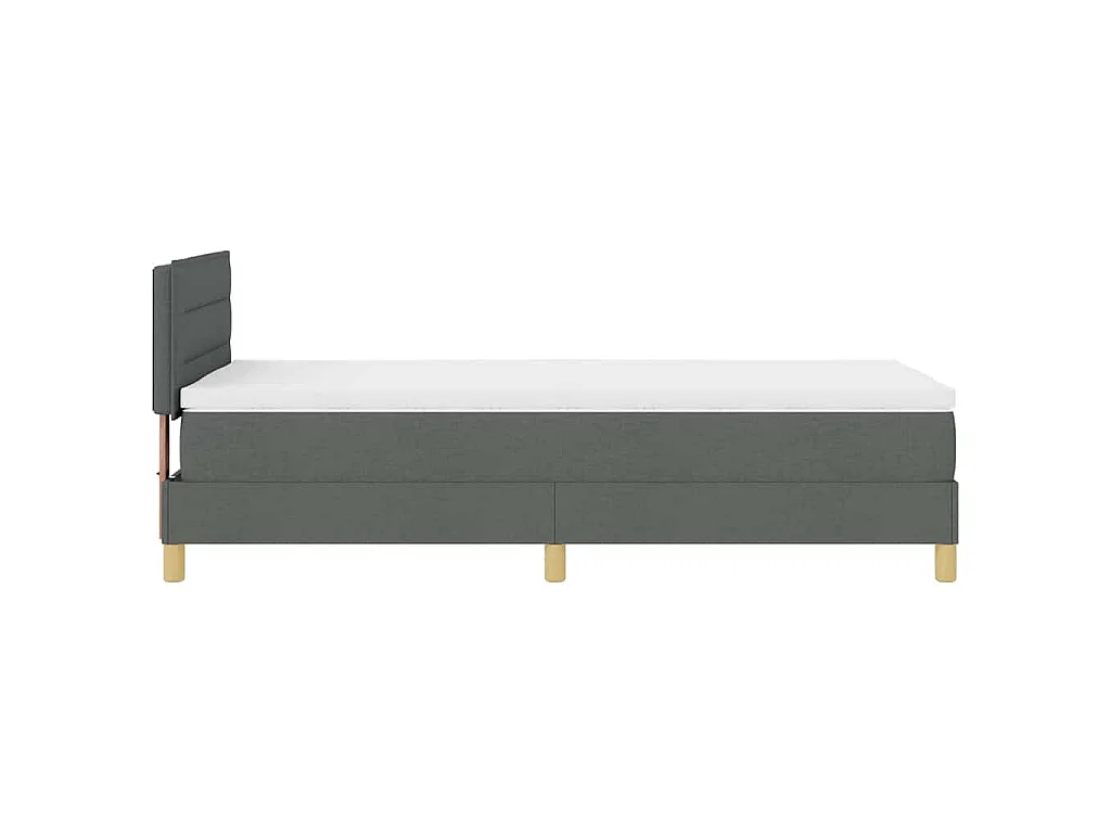 Lit à ressorts avec coussin Gris foncé 90 x 190 cm tissu