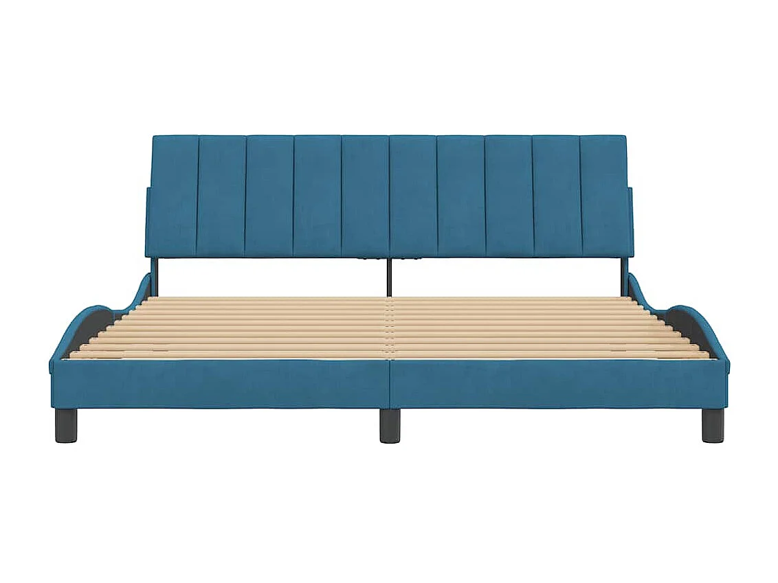 Cadre de lit sans matelas Hanko bleu 180x200 cm velours