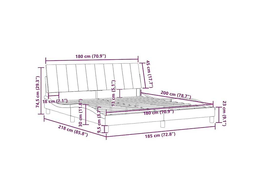 Giroletto senza Materasso Hanko Blu 180x200 cm in Velluto