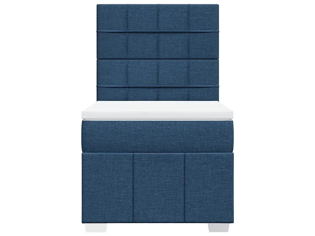 Cama box spring con colchón tela azul 100x200 cm