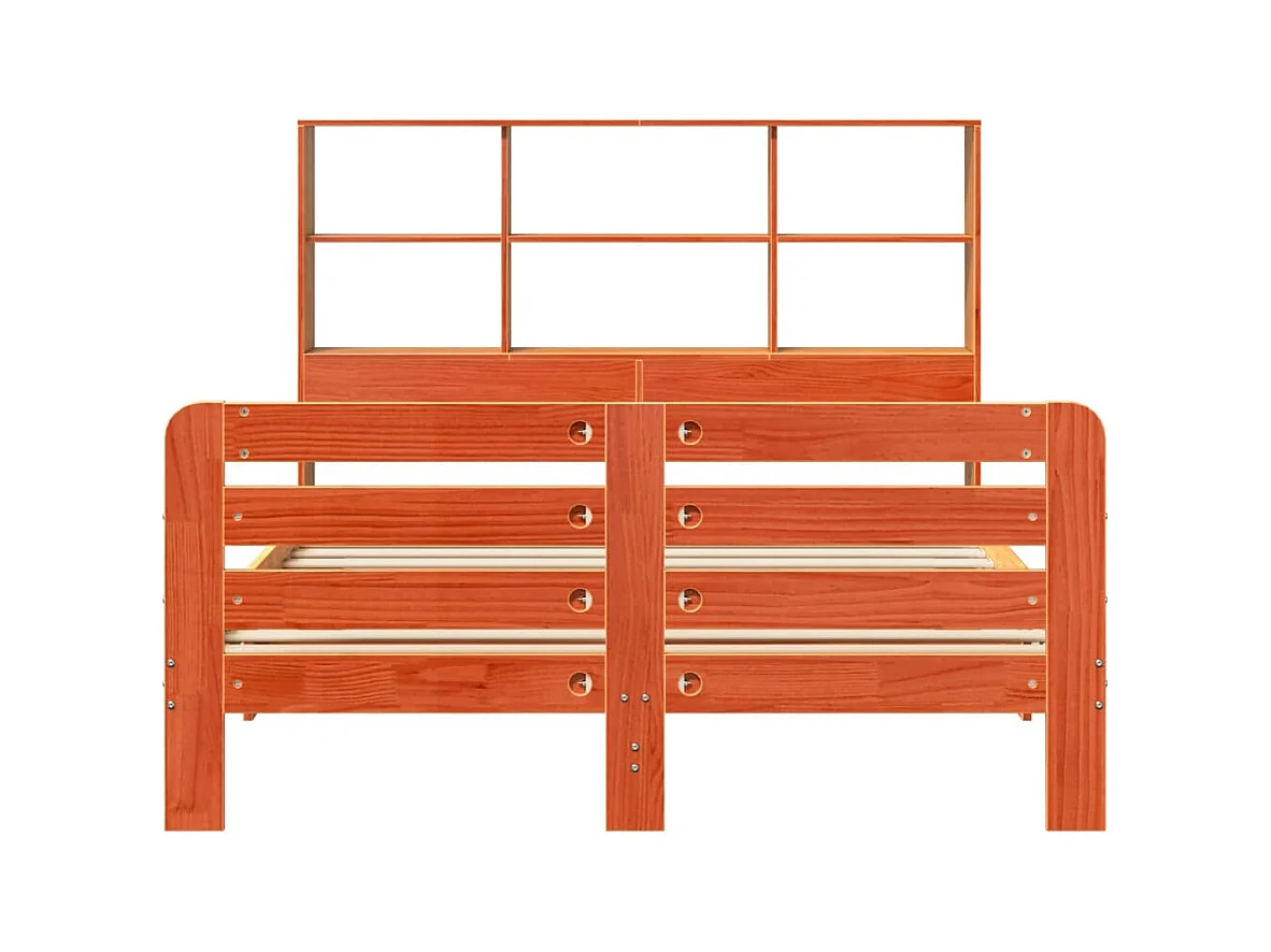 Cadre de lit sans matelas cire marron 140x200cm bois pin massif