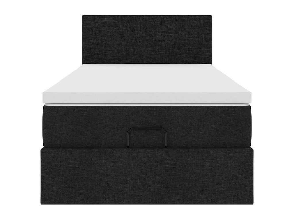 Cadre de lit ottoman avec matelas noir 90x190 cm tissu