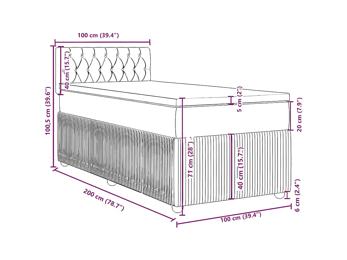 Sommier à lattes de lit avec matelas Crème 100x200 cm Tissu