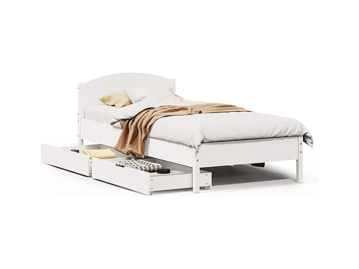 Bedframe zonder matras massief grenenhout wit 140x200 cm