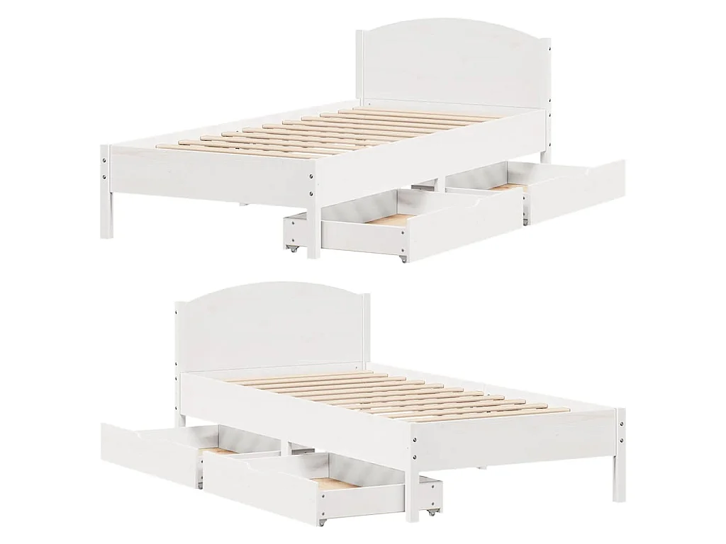Estructura cama sin colchón madera maciza pino blanca 100x200cm