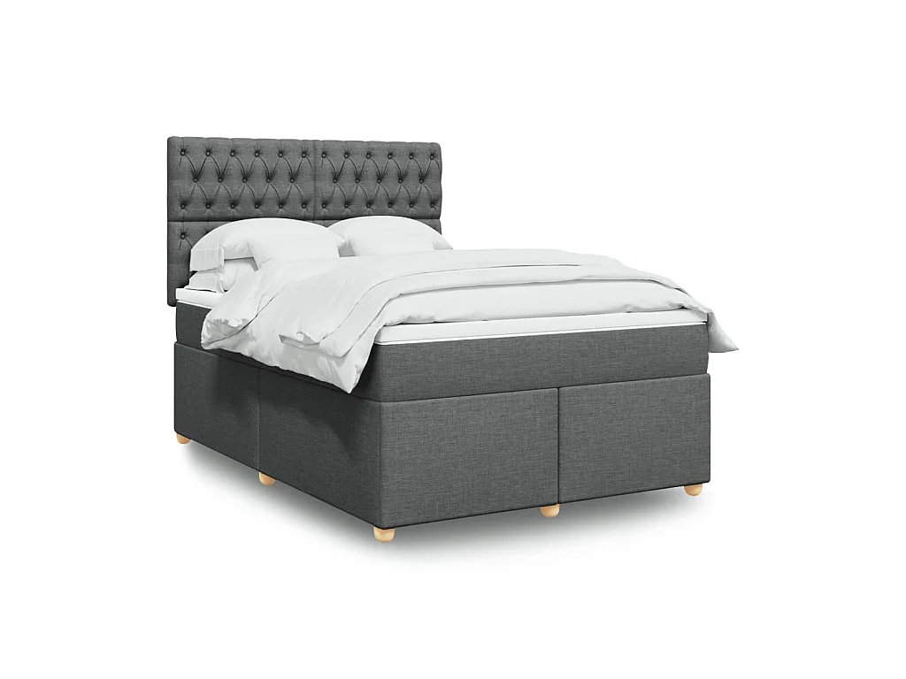 Sommier à lattes de lit avec matelas Gris foncé 140x190cm Tissu