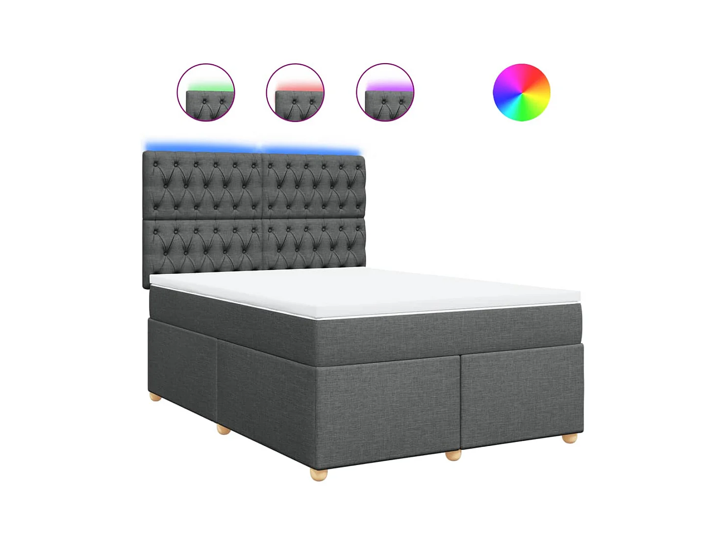 Sommier à lattes de lit avec matelas Gris foncé 140x190cm Tissu