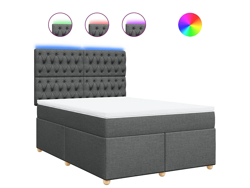 Boxspringbett mit Matratze Dunkelgrau 140x190 cm Stoff