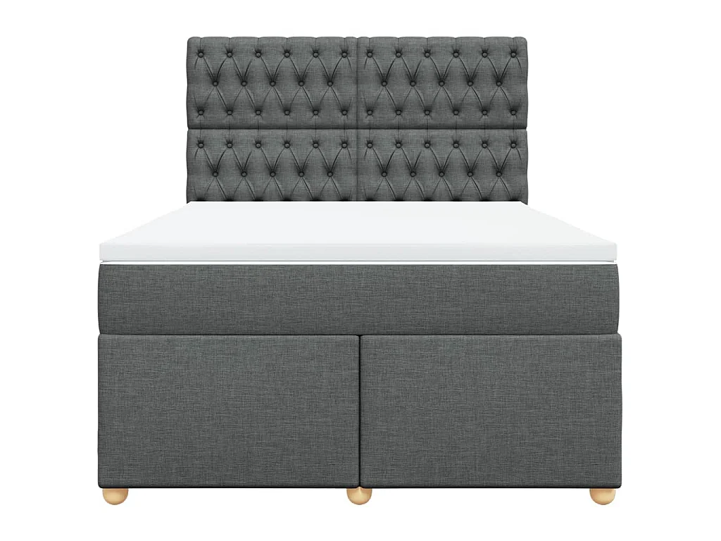 Boxspringbett mit Matratze Dunkelgrau 140x190 cm Stoff