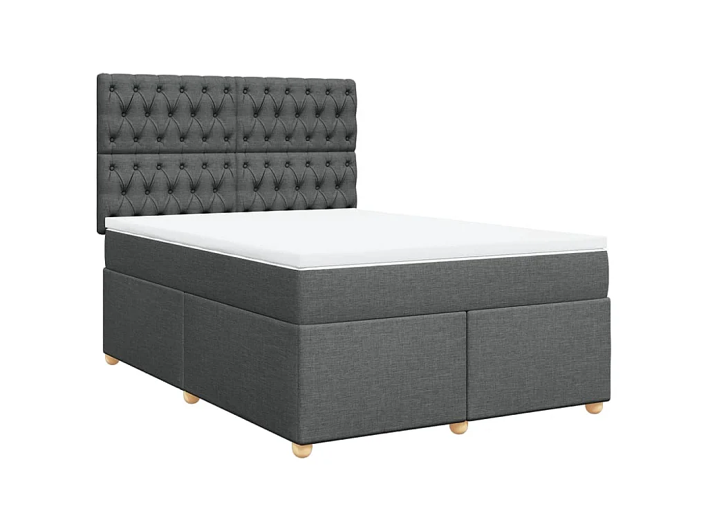 Boxspring met matras stof donkergrijs 140x190 cm
