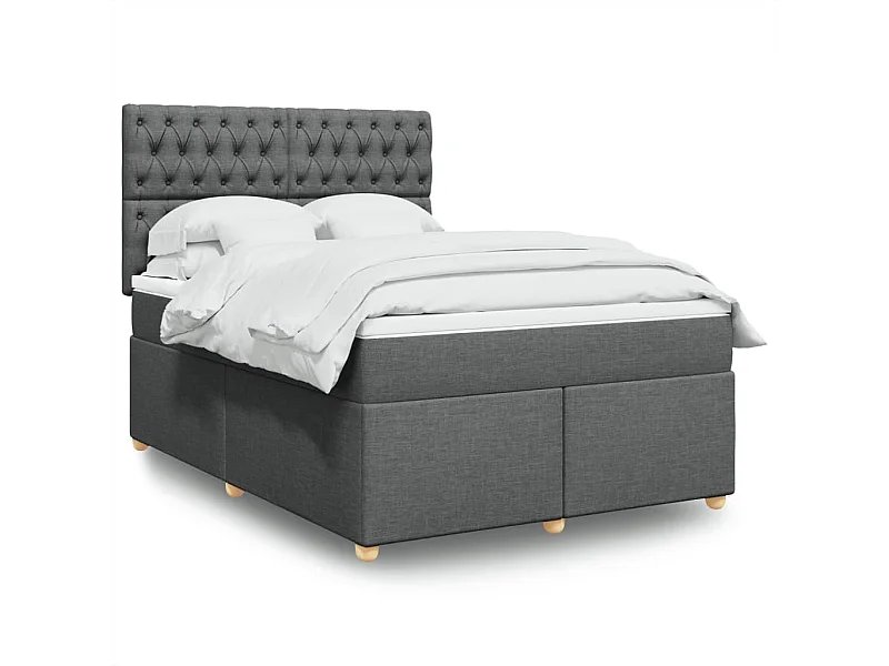 Sommier à lattes de lit avec matelas Gris foncé 140x190cm Tissu