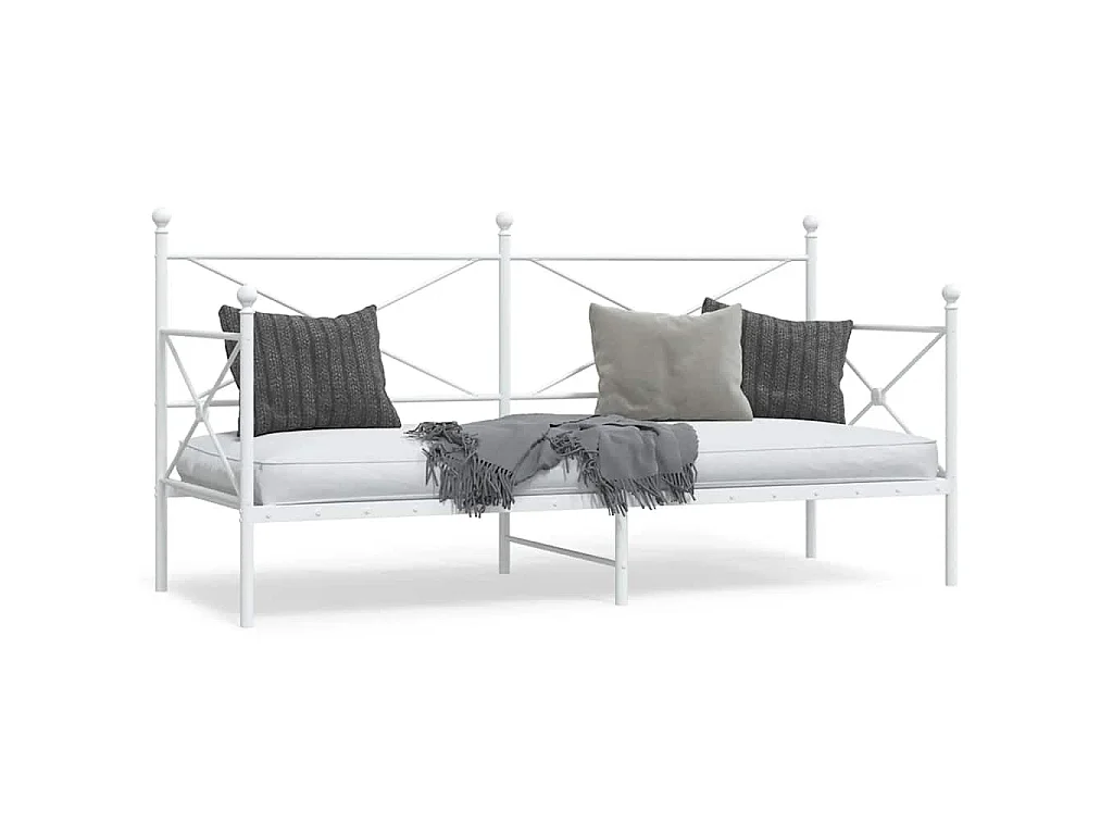 Dormeuse senza Materasso Bianco 90x200 cm in Acciaio
