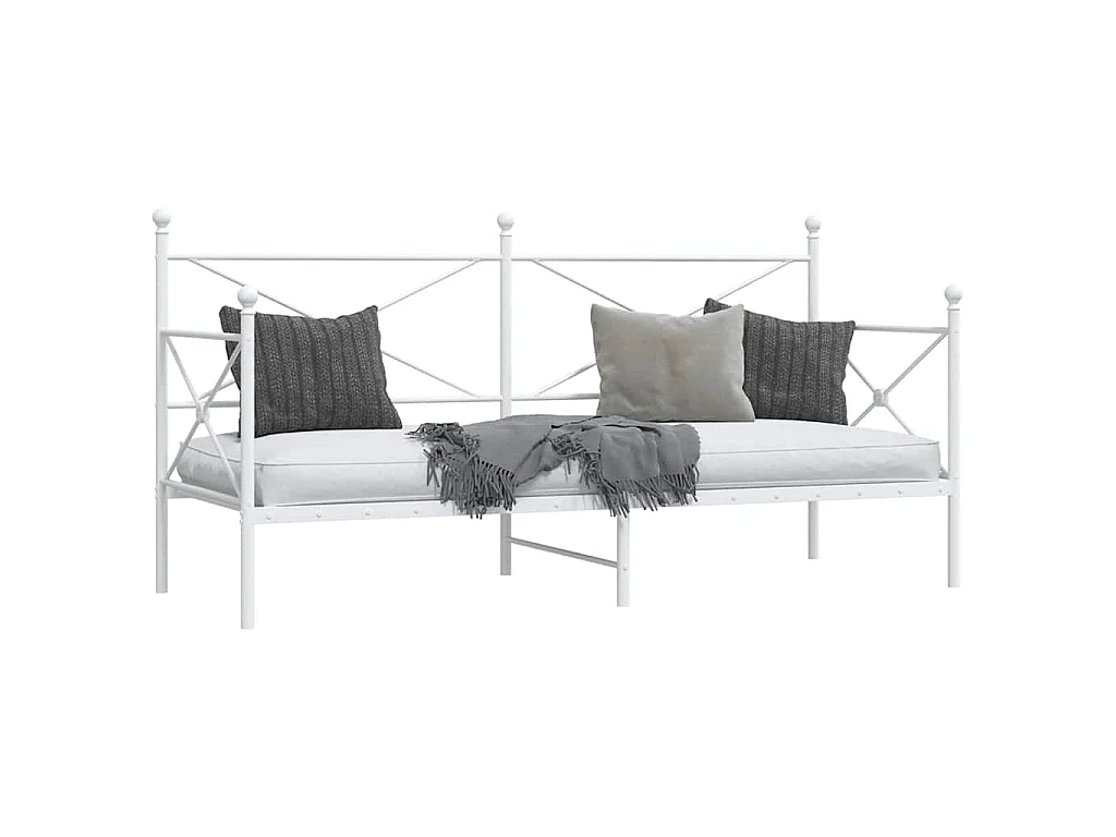 Dormeuse senza Materasso Bianco 90x200 cm in Acciaio