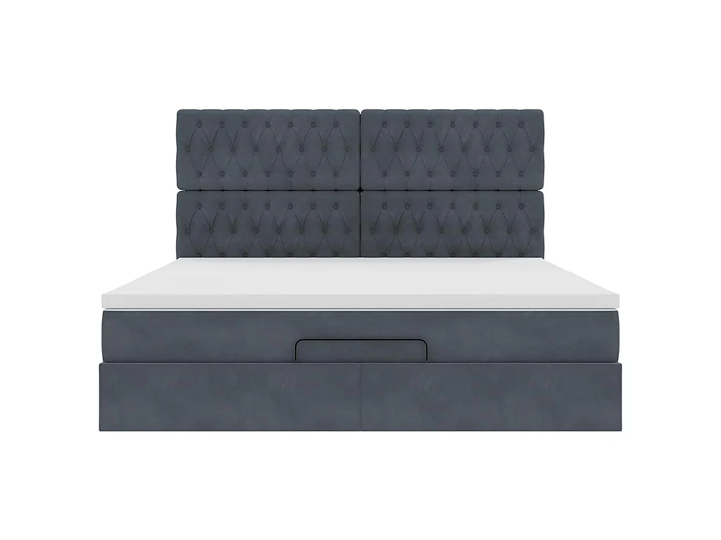 Estructura cama otomana colchones terciopelo gris oscuro