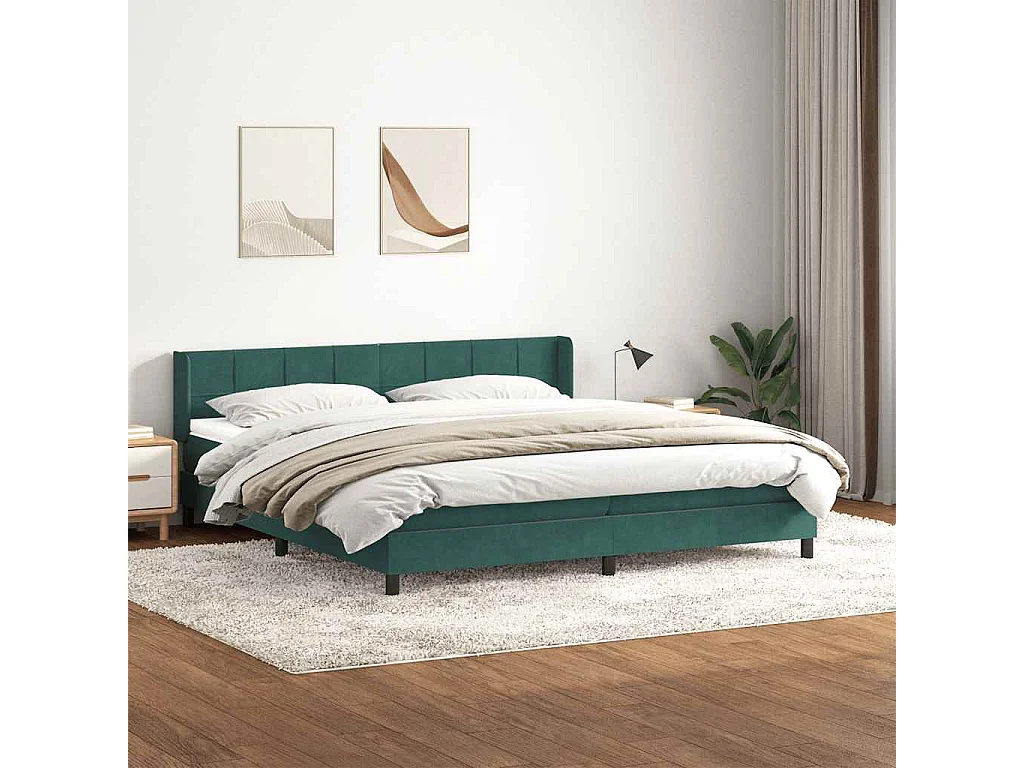 Boxspring met matras fluweel donkergroen 180x210 cm
