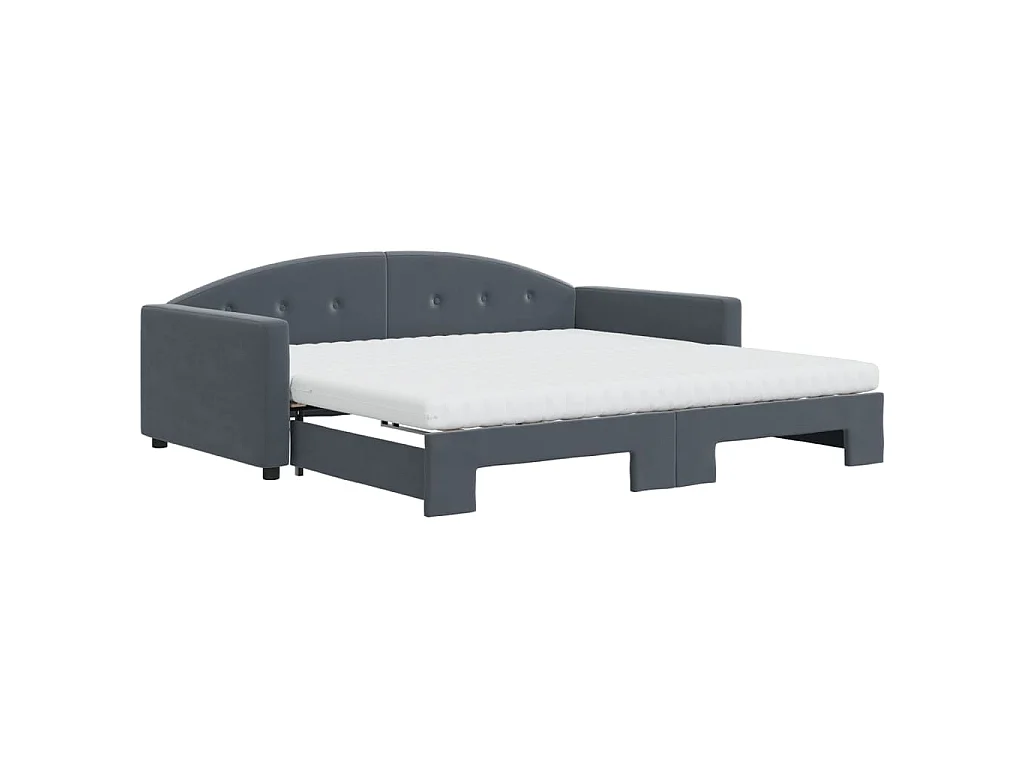 Divano Letto Estraibile Materassi Grigio Scuro 100x200 Velluto