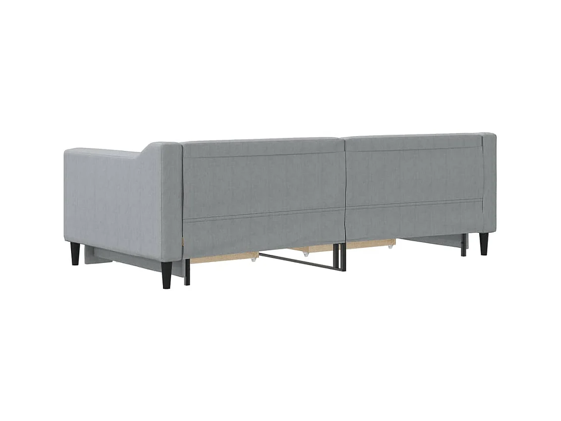 Tagesbett Ausziehbar mit Schubladen Hellgrau 90x190 cm Stoff