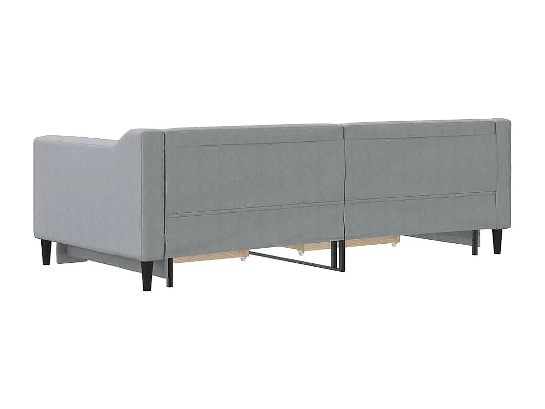 Tagesbett Ausziehbar mit Schubladen Hellgrau 90x190 cm Stoff