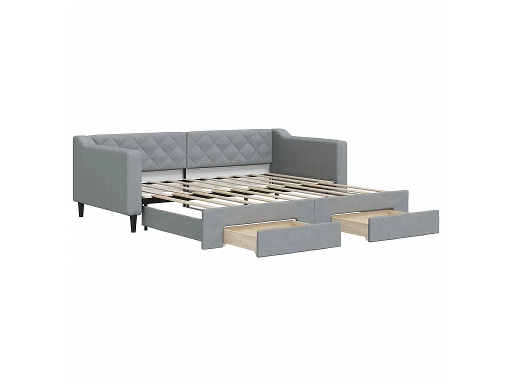 Sofá-cama c/ gavetão e gavetas 90x190 cm tecido cinzento-claro