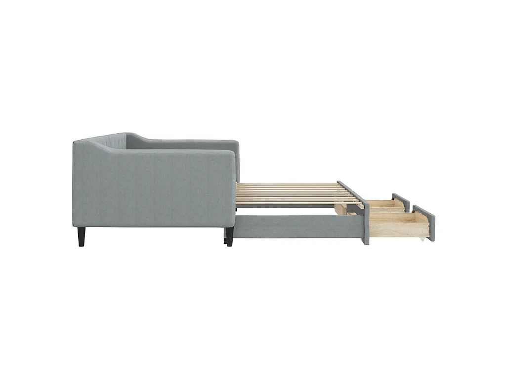 Sofá-cama c/ gavetão e gavetas 90x190 cm tecido cinzento-claro