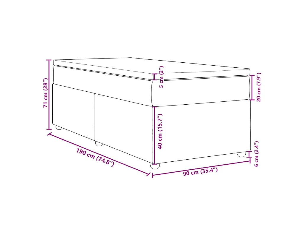 Boxspring met matras stof taupe 90x190 cm