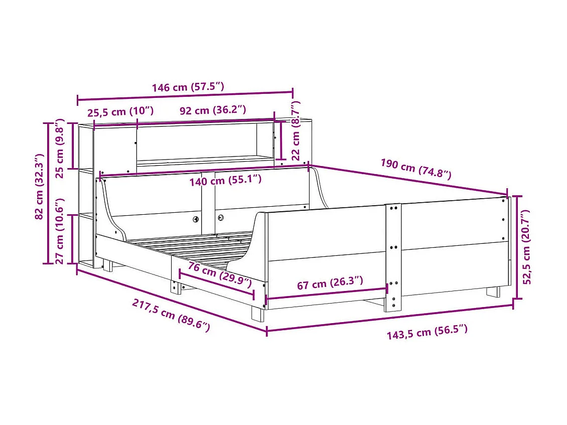 Bed met matras massief grenenhout wasbruin 140x190 cm