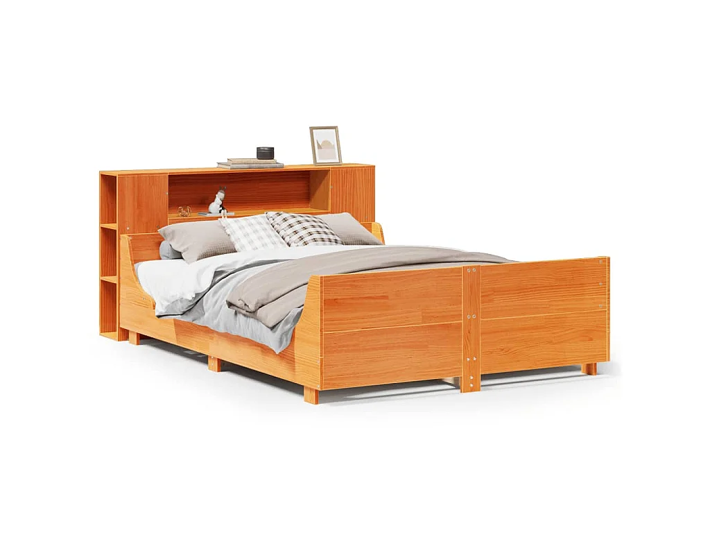 Massivholzbett ohne Matratze Wachsbraun 140x190 cm Kiefernholz