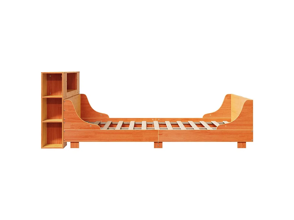 Massivholzbett ohne Matratze Wachsbraun 140x190 cm Kiefernholz