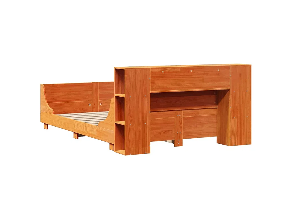 Massivholzbett ohne Matratze Wachsbraun 140x190 cm Kiefernholz