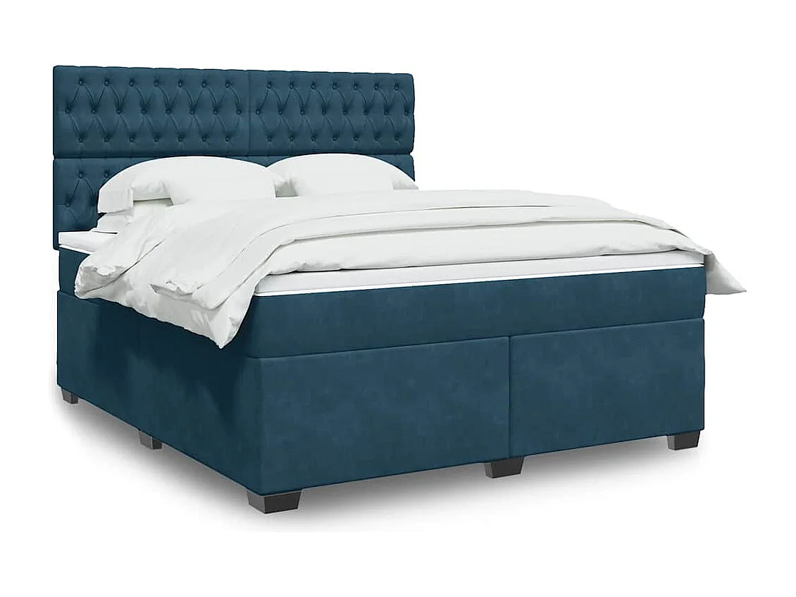 Boxspringbett mit Matratze Blau 180x200 cm Samt