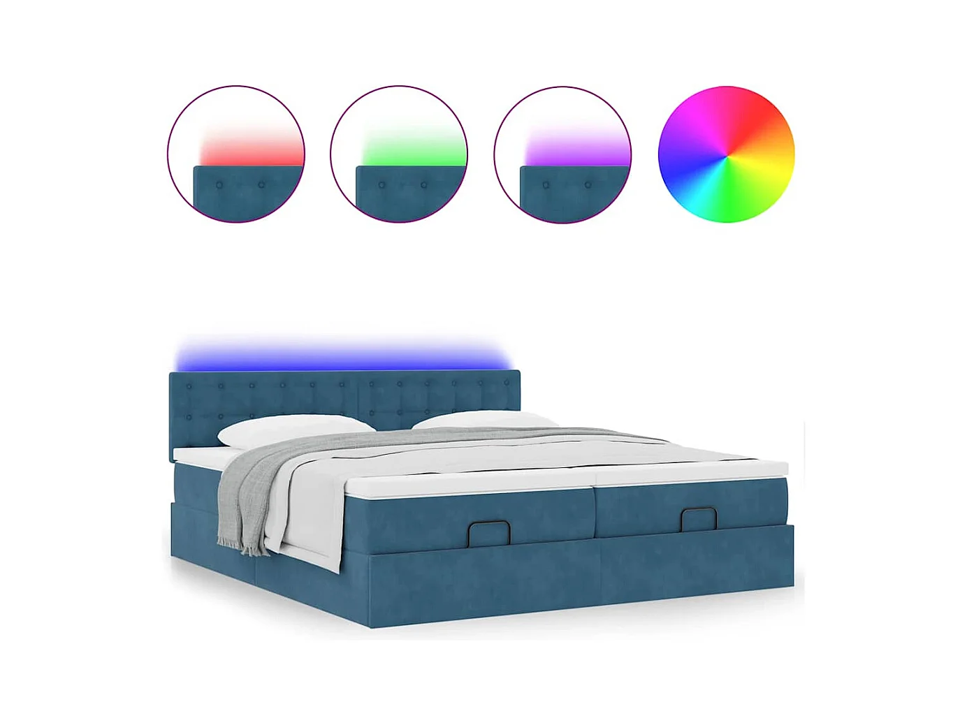 Ottoman bed met matrassen en LED's 180x200cm fluweel