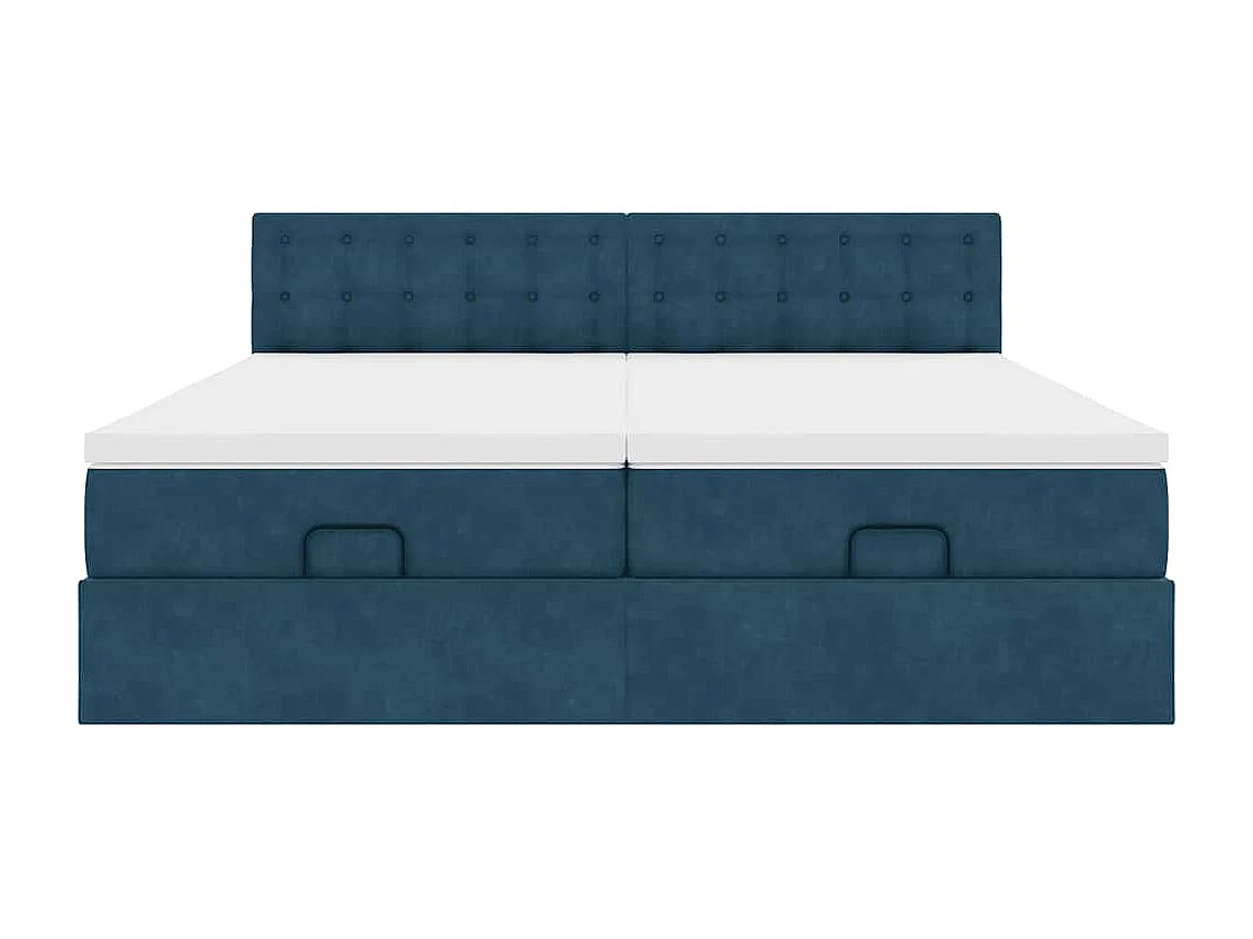 Cadre de lit ottoman avec matelas bleu foncé 180x200 cm velours