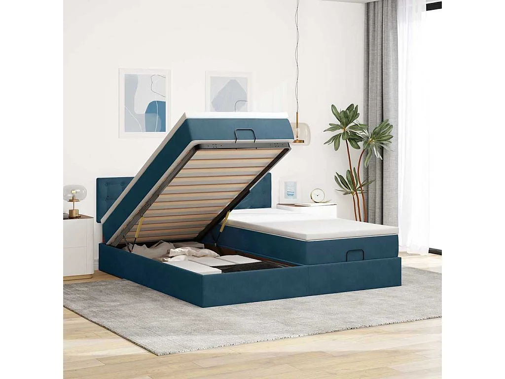 Ottoman bed met matrassen en LED's 180x200cm fluweel